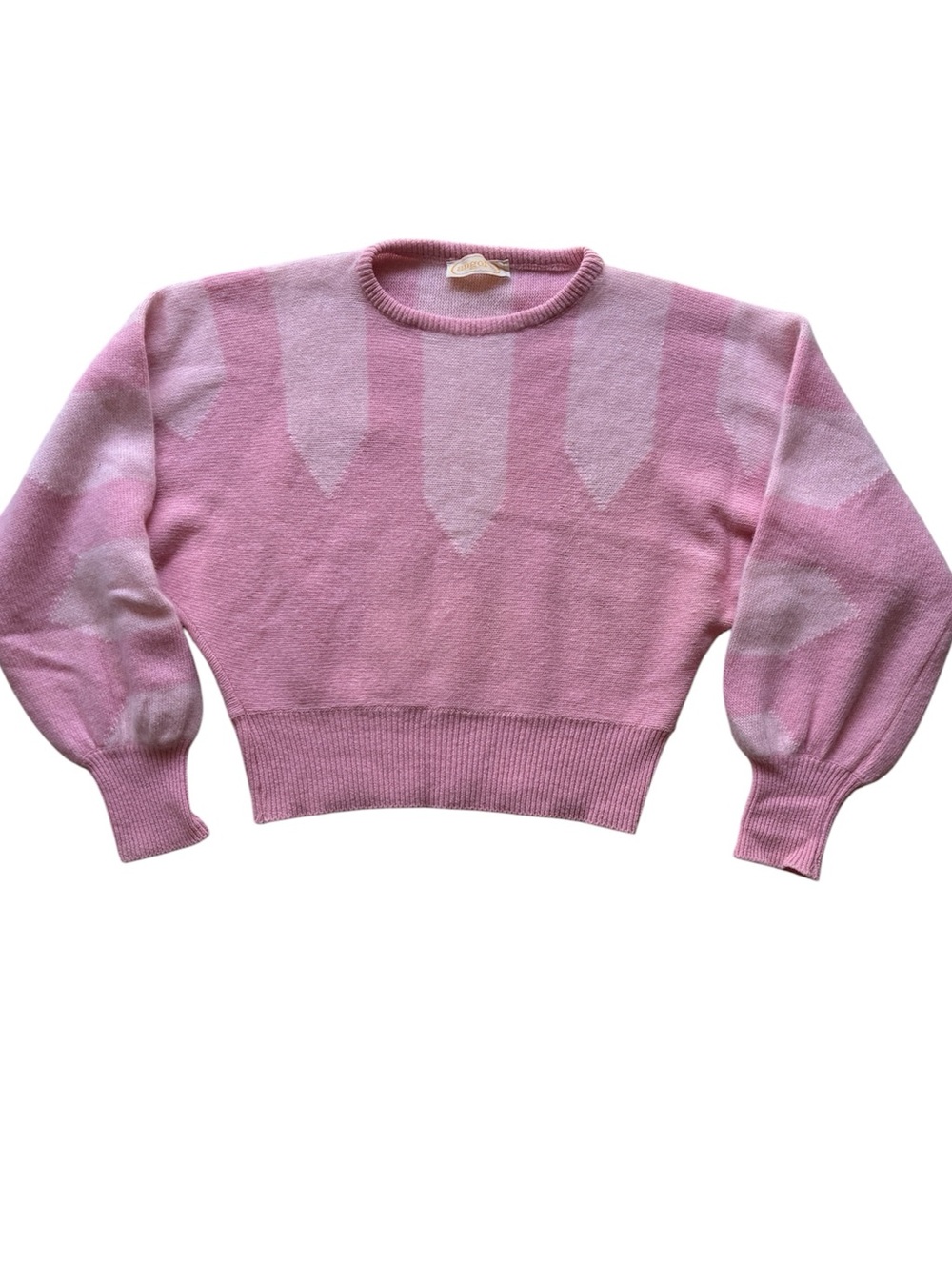Vintage Women's Pink Angora Cropped Sweater Size Medium